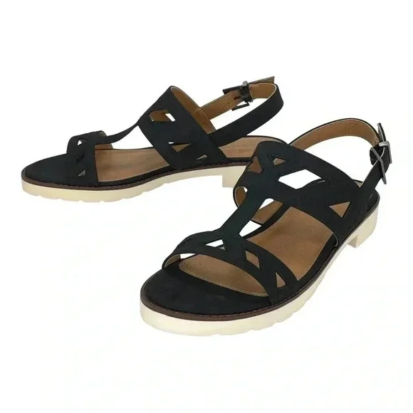 Adrienne Vittadini Seka Black Faux Leather Slingback Womens Sandals Size 9.5M - Picture 8 of 11